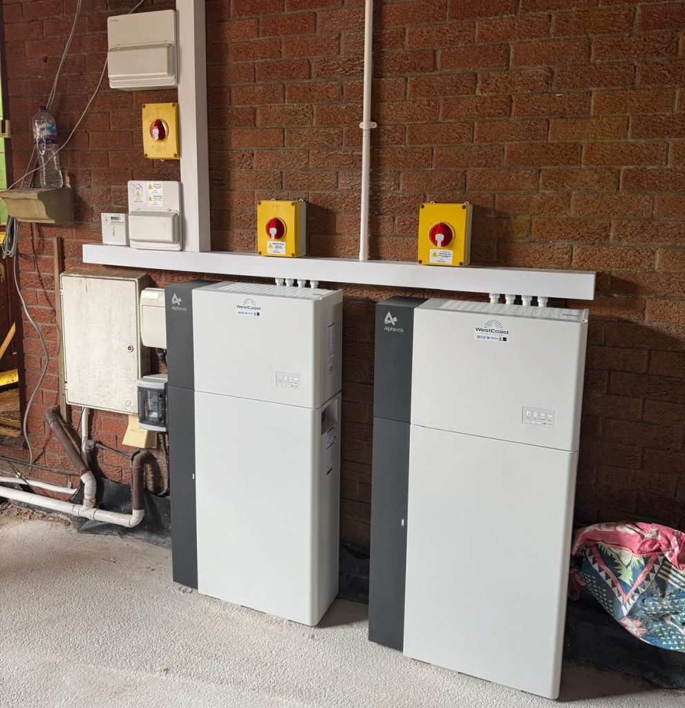 AlphaESS battery and hybrid inverter installed during a solar and battery setup in Blackpool