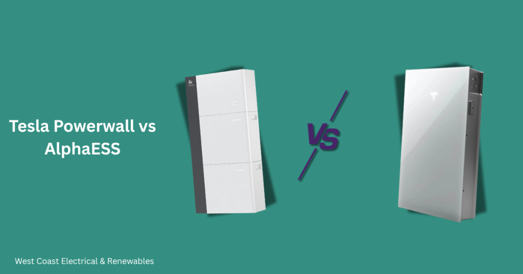 Side-by-side comparison of Tesla Powerwall 3 and AlphaESS SMILE-G3 solar battery systems