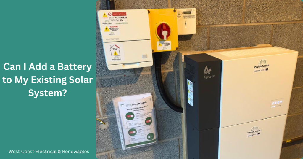 Solar battery storage system in a modern domestic setting, designed to store excess solar energy for later use.