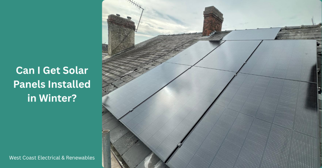 Solar panels on a UK home during a clear winter day