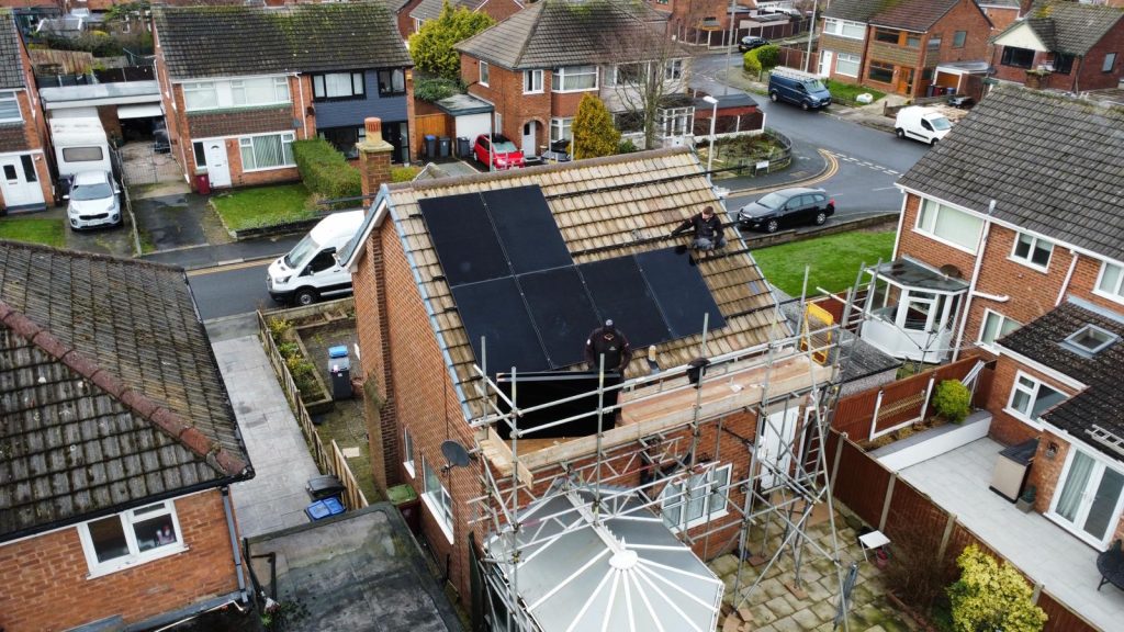 solar panel install by west coast electrical & renewables on a cloudy day